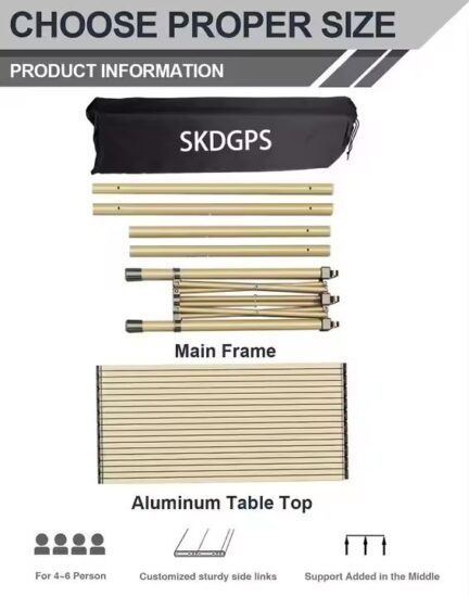 2 Sections 1.2m Outdoor Aluminum Picnic Folding Table for Camping