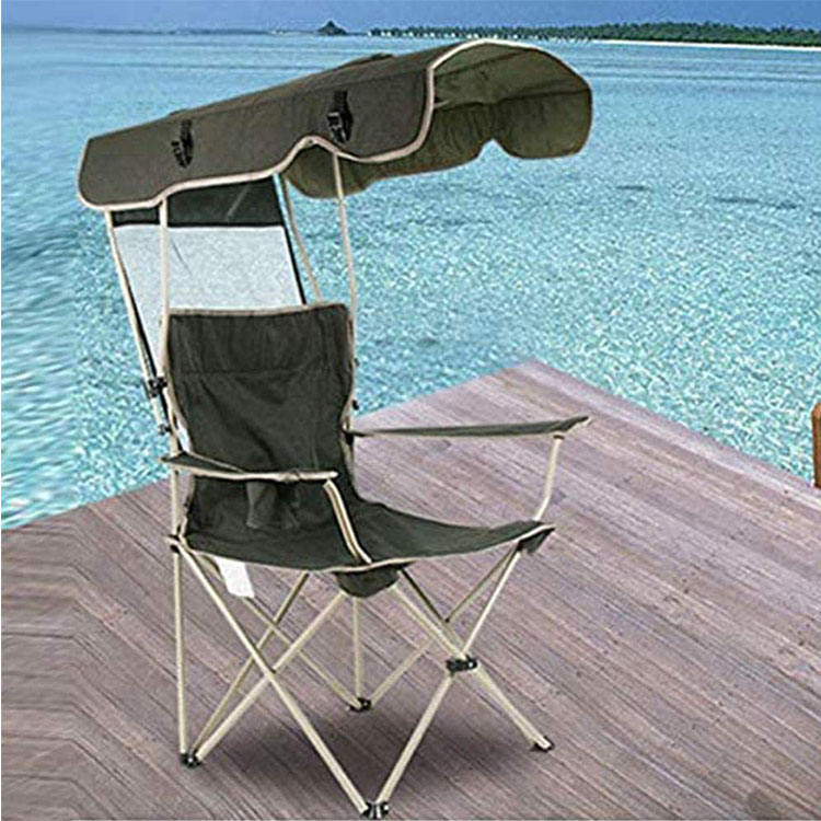 Adjustable Folding Camping Chair with Canopy for Outdoor Beach and Fishing