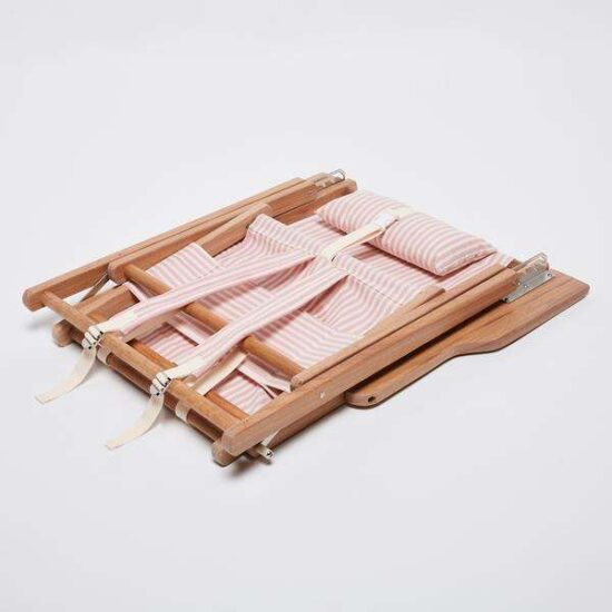  Wooden folding beach chair set with Oxford fabric and customizable cooler bag