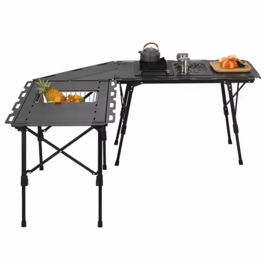 Black Aluminium Alloy Frame IGT Table Portable Foldable for Outdoor and Indoor