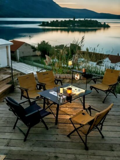 Black Aluminium Alloy Frame IGT Table Portable Foldable for Outdoor and Indoor