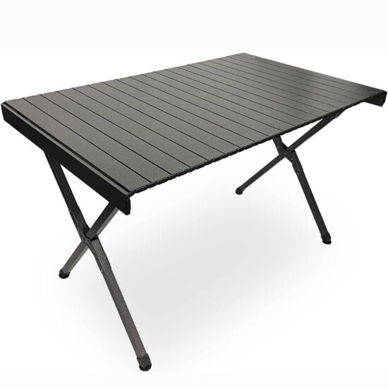 Black Portable Roll-Up Camping Table for Outdoor Dining