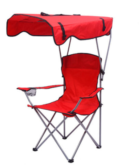 Folding Camping Chair with Sunshade and Cup Holder for Outdoor Relaxation