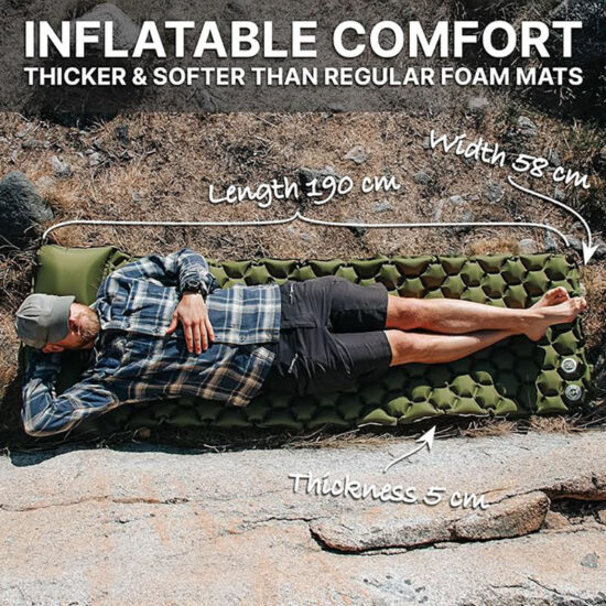  Ultralight Inflatable Sleeping Pad with Pillow for Outdoor Camping