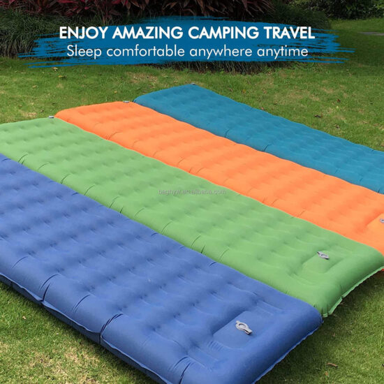 Built-in Foot Pump Inflatable Camping Sleeping Pad Waterproof Compact Mattress