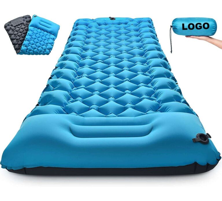 Built-in Foot Pump Inflatable Camping Sleeping Pad Waterproof Compact Mattress