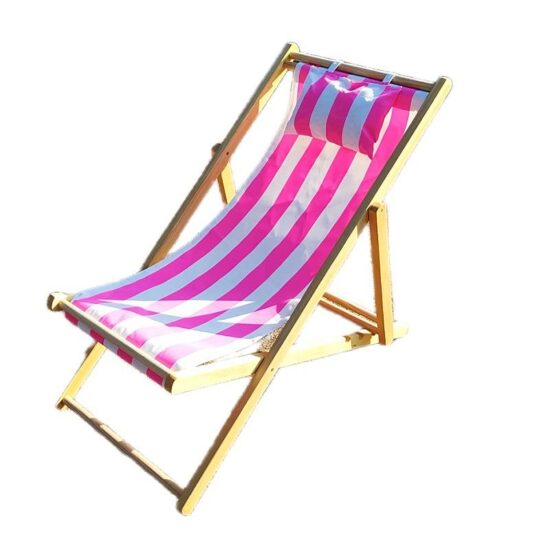 Canvas Beach Chair Sun Lounge Moon Chair for Kids Adults Folding Deck ChairModern Style Solid Wood Outdoor Furniture Foldable