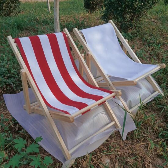 Canvas Beach Chair Sun Lounge Moon Chair for Kids Adults Folding Deck ChairModern Style Solid Wood Outdoor Furniture Foldable