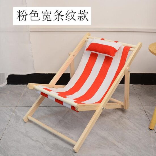 Canvas Beach Chair Sun Lounge Moon Chair for Kids Adults Folding Deck ChairModern Style Solid Wood Outdoor Furniture Foldable