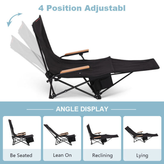  Cheap foldable camping lounge chair with removable footrest and pillow