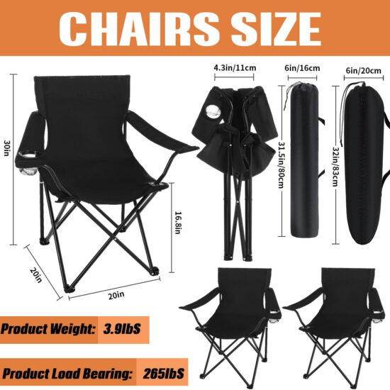 Custom Logo Lightweight Folding Chair for Camping, Picnic, and Beach