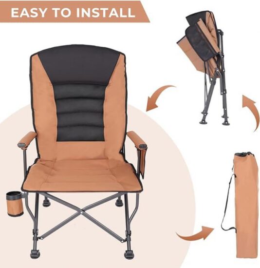Custom Upgraded Adjustable Outdoor Recliner Chair with Luxury Armrests for Fishing and Camping