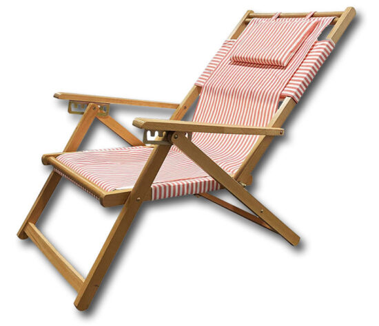  Custom patterned Oxford wooden folding beach chair with pillow