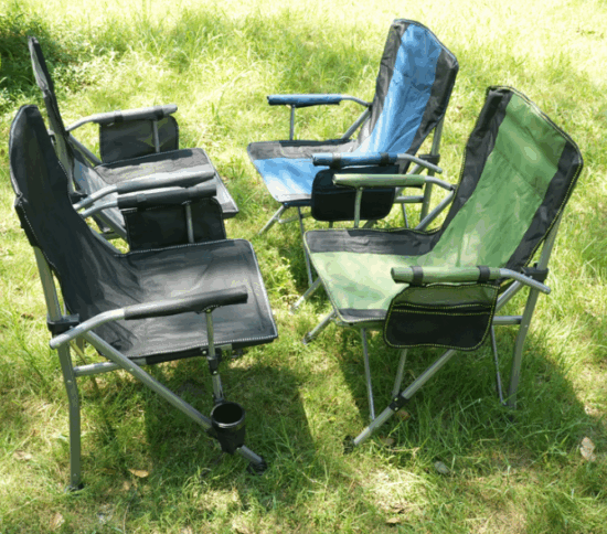 Oversized folding director camping chair with cup holder and armrest