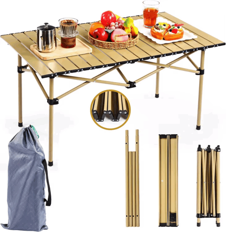 Ultralight Aluminum Folding Camping Table with Roll-Up Top for Outdoor Use