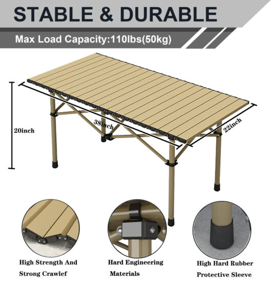  Lightweight Aluminum Foldable Table for Outdoor Camping and Kitchen