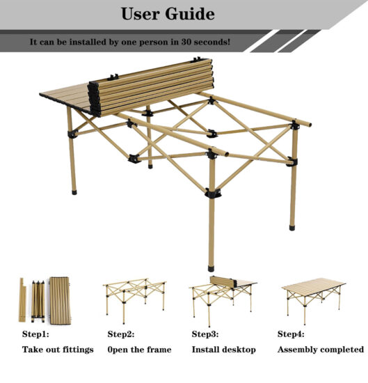  Lightweight Aluminum Foldable Table for Outdoor Camping and Kitchen