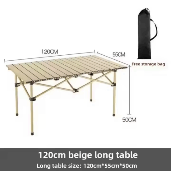 Portable Carbon Steel Folding Egg Roll Table for Camping and Picnic