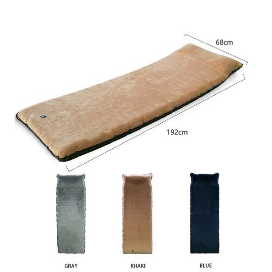 Inflatable Velvet Camping Mat with Pillow for Outdoor Travel Hiking Sleeping