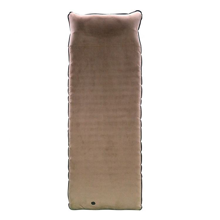 Inflatable Velvet Camping Mat with Pillow for Outdoor Travel Hiking Sleeping