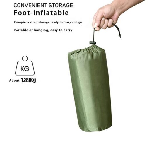 Inflatable Velvet Camping Mat with Pillow for Outdoor Travel Hiking Sleeping