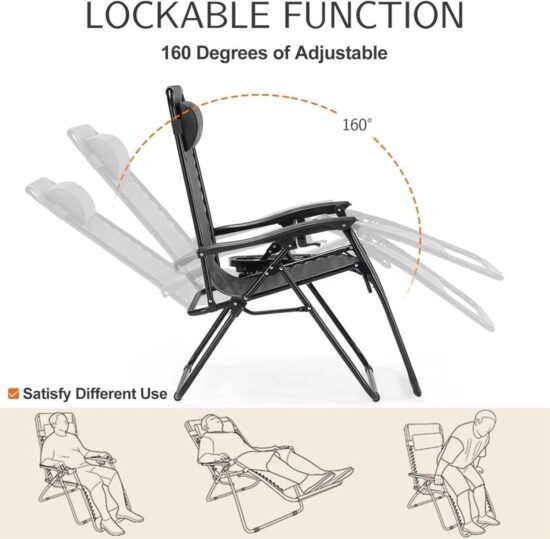 Outdoor Zero Gravity Reclining Metal Folding Beach Lounge Chair for Hospital & Home