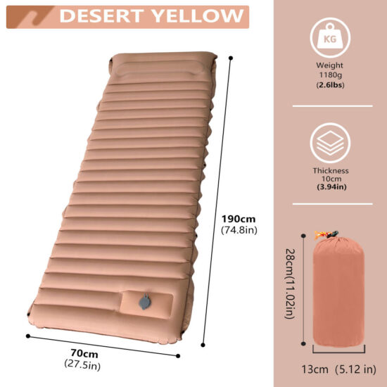 Ultralight Waterproof Camping Sleeping Pad with Built-in Foot Pump