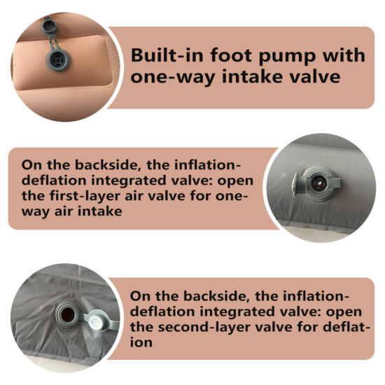 Ultralight Waterproof Camping Sleeping Pad with Built-in Foot Pump