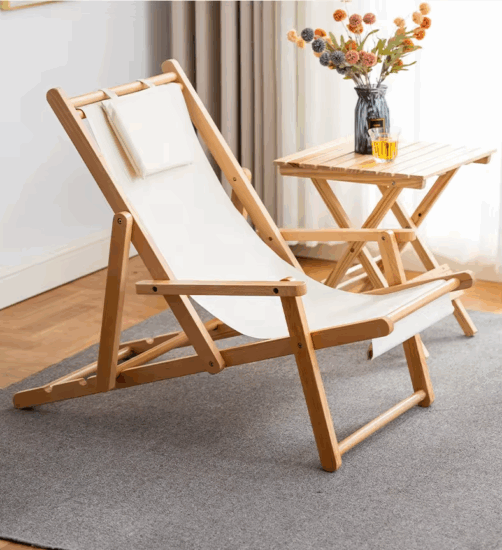 Foldable Feistel Wooden Garden Beach Chair for Outdoor Picnic and Camping