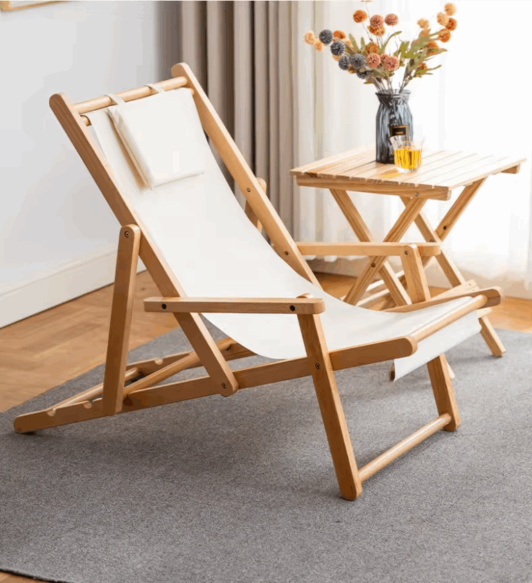 Foldable Feistel Wooden Garden Beach Chair for Outdoor Picnic and Camping