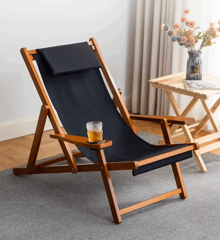 Foldable Feistel Wooden Garden Beach Chair for Outdoor Picnic and Camping