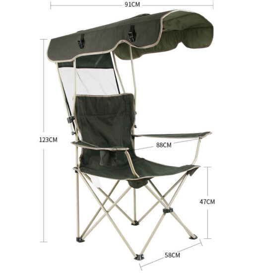Folding Camping Chair with Canopy – Portable Sun Shade Chair for Outdoor Use

