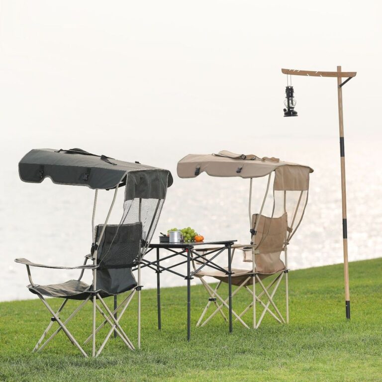 Folding Camping Chair with Canopy – Portable Sun Shade Chair for Outdoor Use
