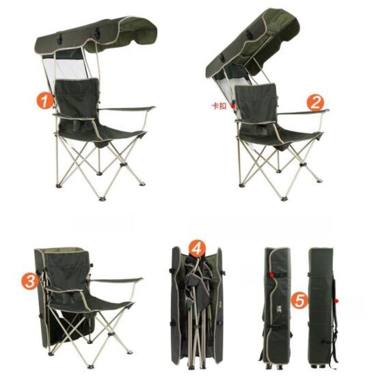 Folding Camping Chair with Canopy – Portable Sun Shade Chair for Outdoor Use

