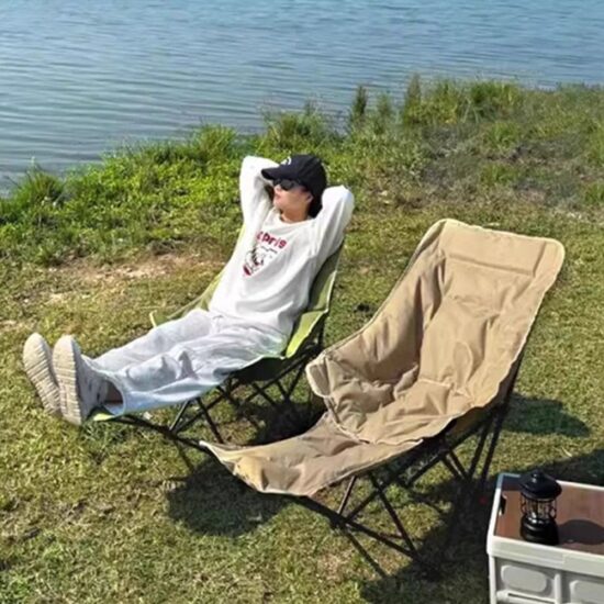 Portable outdoor reclining chair with foldable design and armrests