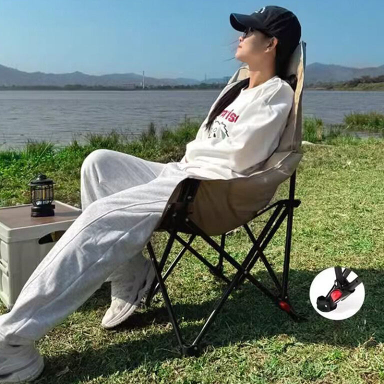 Portable outdoor reclining chair with foldable design and armrests