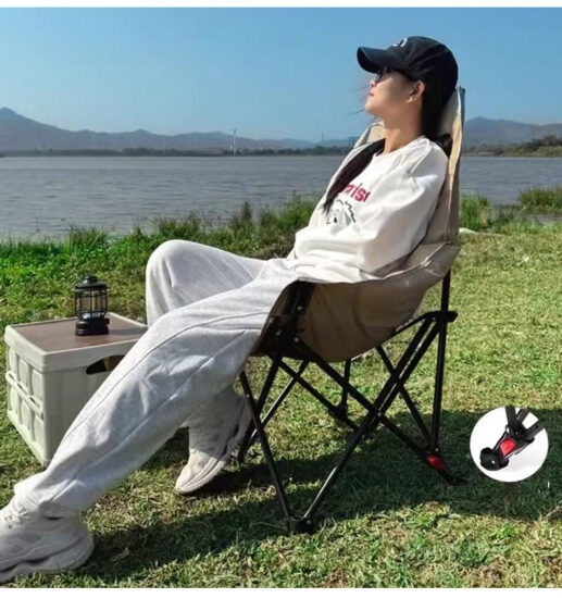 Portable outdoor reclining chair with foldable design and armrests