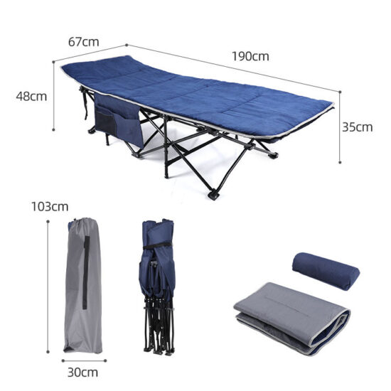 HOMFUL Iron Frame Folding Camping Bed with Thick Pad