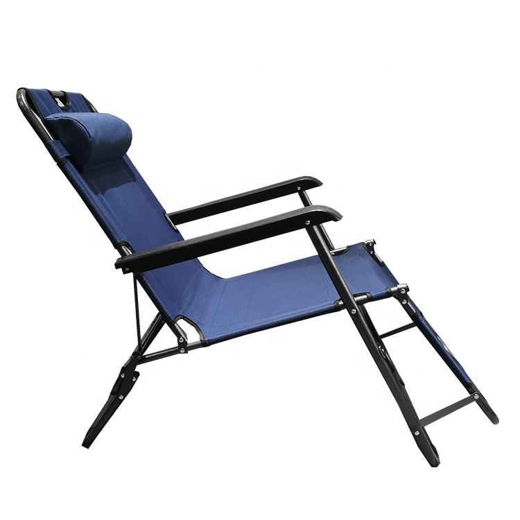 Foldable metal sun lounger with adjustable positions for outdoor use