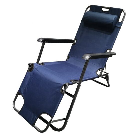 Foldable metal sun lounger with adjustable positions for outdoor use