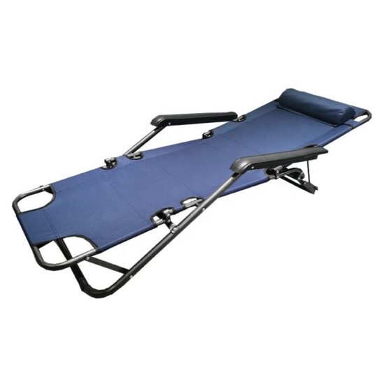 Foldable metal sun lounger with adjustable positions for outdoor use