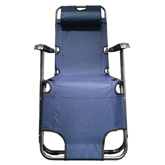 Foldable metal sun lounger with adjustable positions for outdoor use