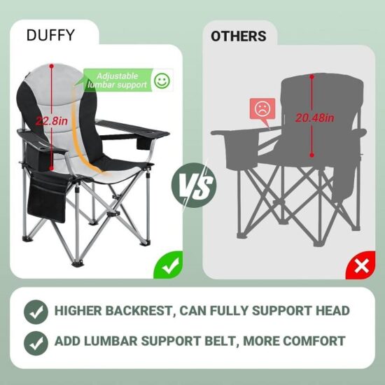 Oversized Padded Folding Camping Chair with Lumbar Support