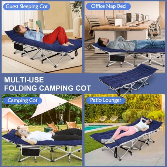 Metal Folding Camping Bed – Foldable Outdoor Travel Cot for Adults