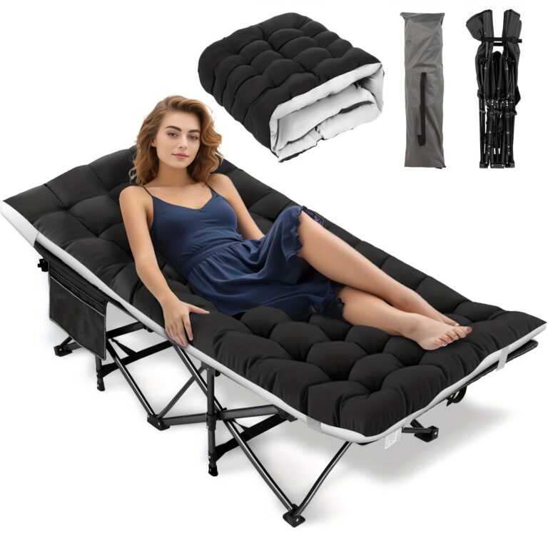 Metal Folding Camping Bed – Foldable Outdoor Travel Cot for Adults