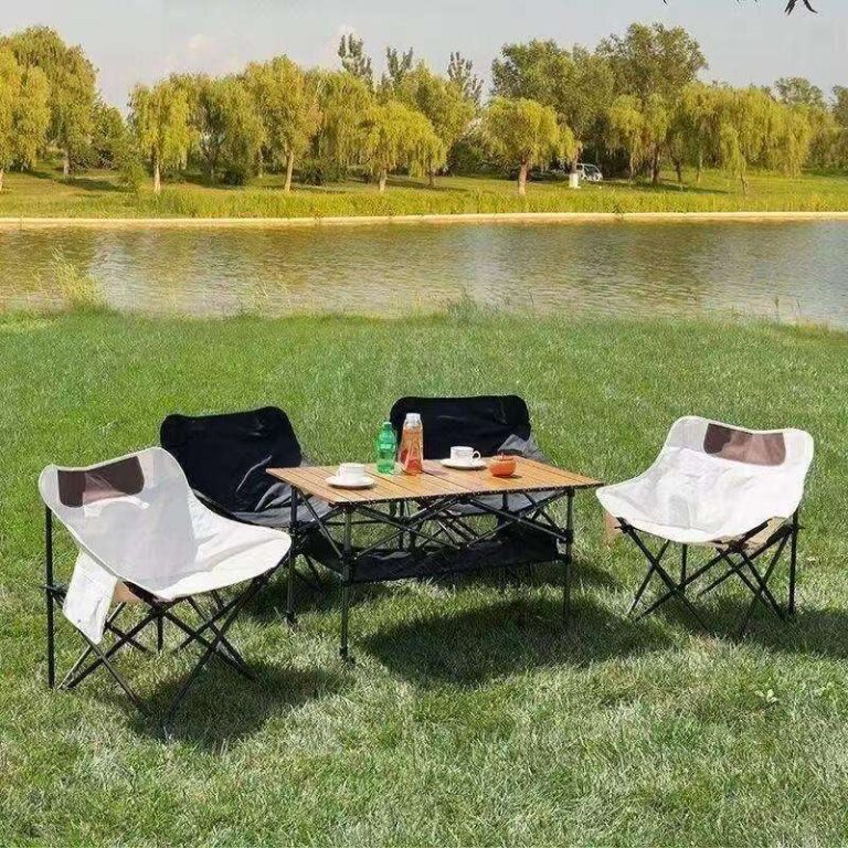Modern Foldable Moon Chair with Metal Frame and Carrying Bag