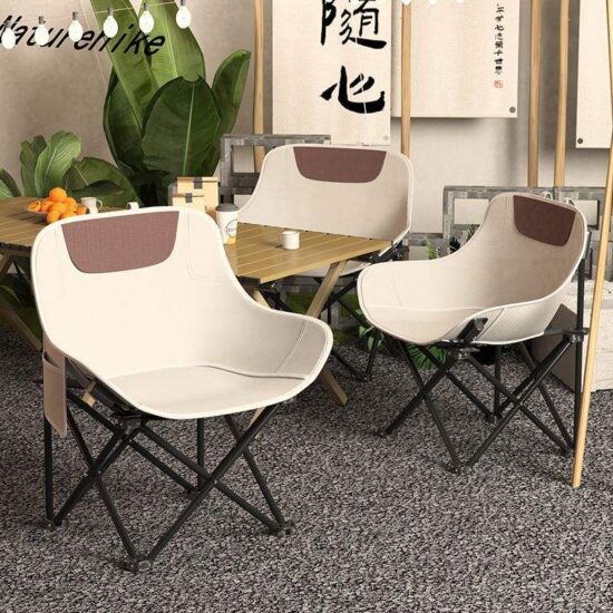 Modern Foldable Moon Chair with Metal Frame and Carrying Bag

