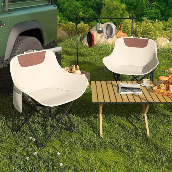 Modern Foldable Moon Chair with Metal Frame and Carrying Bag


