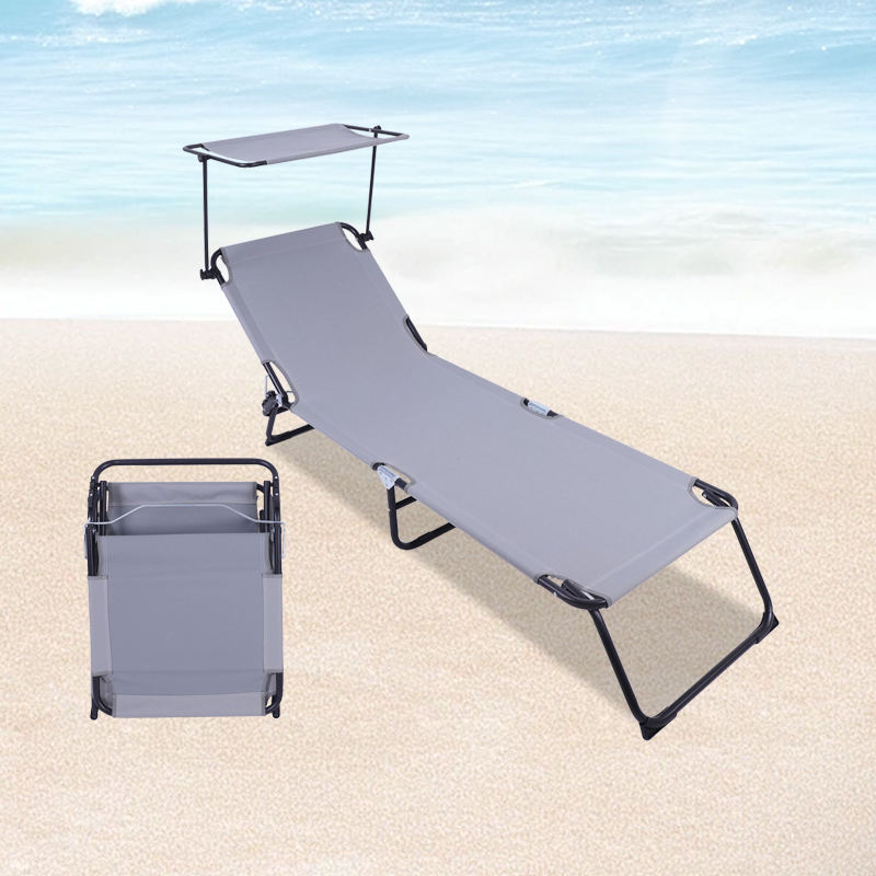 Portable Folding Beach Chair Camping Bed with Adjustable Sunshade