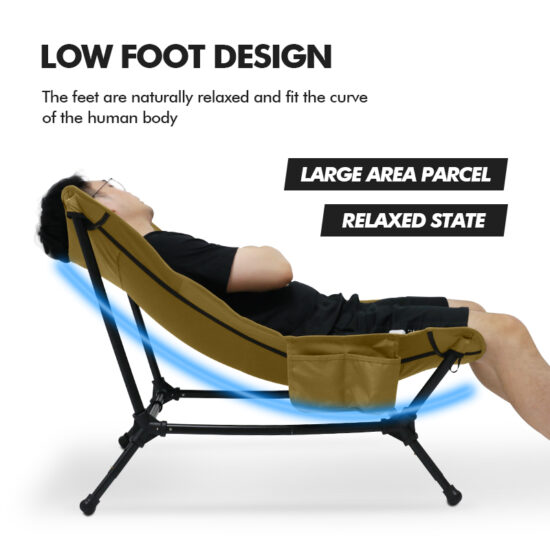 KingGear Portable Reclining Folding Camping Chair with Adjustable Backrest
